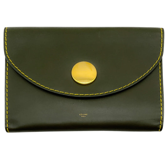 Celine Dark Green Leather Orb Clutch
