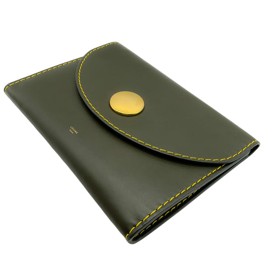 Celine Dark Green Leather Orb Clutch