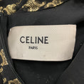 Load image into Gallery viewer, Celine Black / Gold Metallic Fall Winter Triompe Logo Tie Neck Silk Dress
