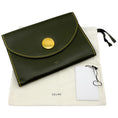 Load image into Gallery viewer, Celine Dark Green Leather Orb Clutch
