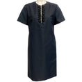 Load image into Gallery viewer, Prada Navy Blue Shift Dress with Embellished Zip Neckline

