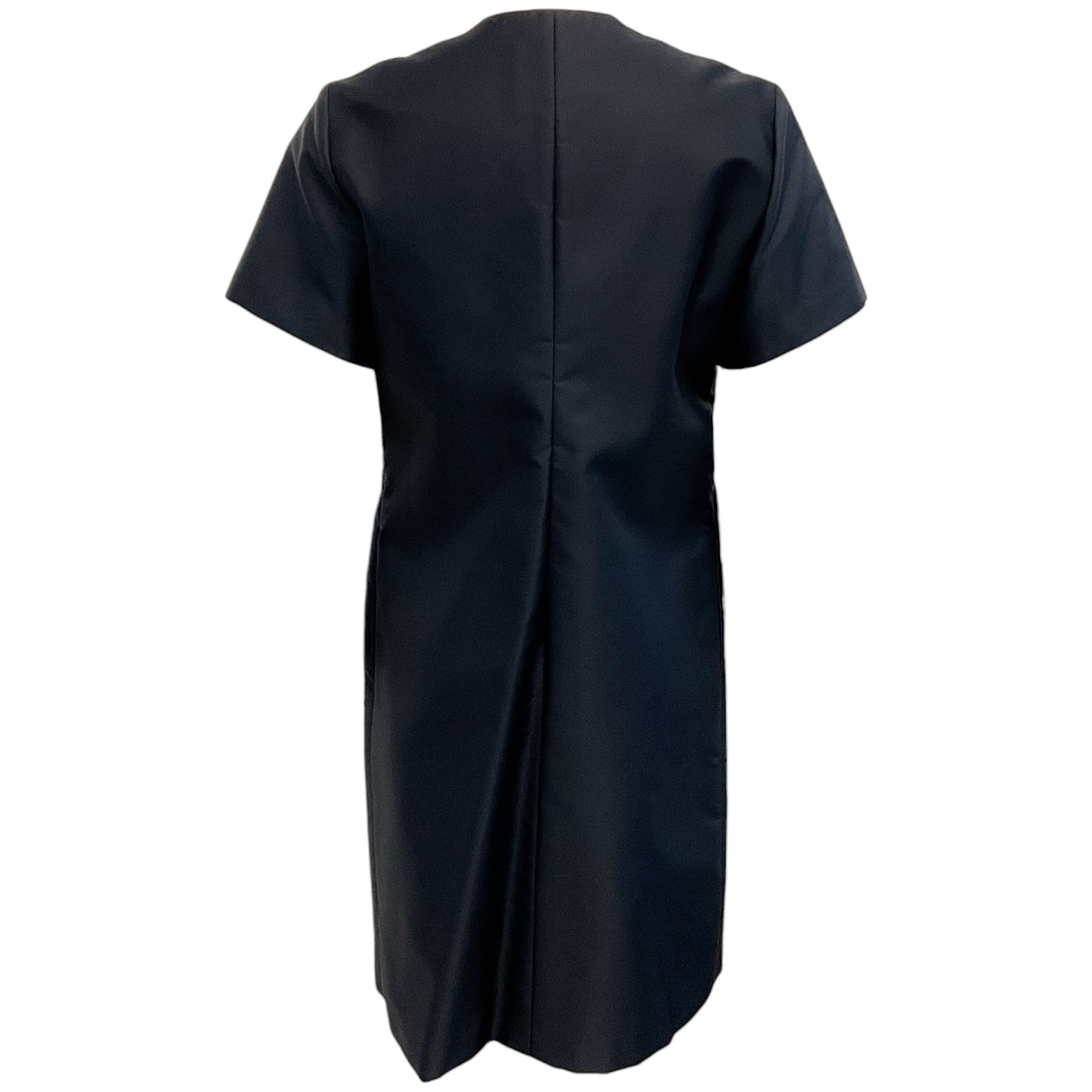 Prada Navy Blue Shift Dress with Embellished Zip Neckline