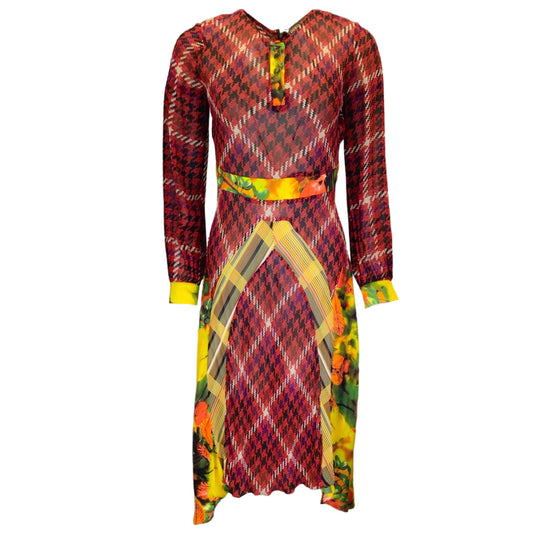 Duro Olowu Red Multi Printed Silk Trimmed Viscose Crepe Dress