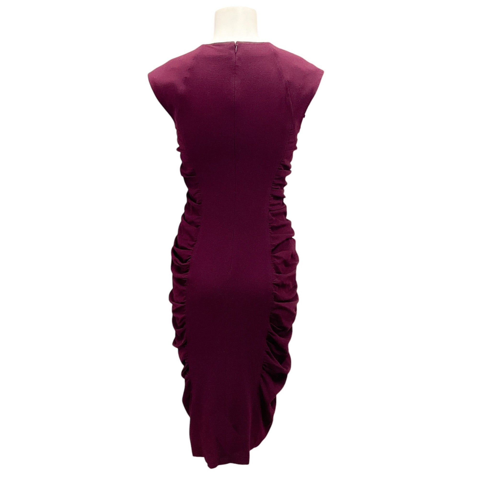 Donna Karan Plum Ruched Sleeveless Midi Dress