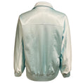 Load image into Gallery viewer, Chanel RARE Baby Blue Rhinestone CC Logo Lambskin Leather Trimmed Satin Bomber Jacket with CC Logo Buttons
