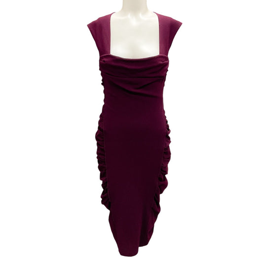 Donna Karan Plum Ruched Sleeveless Midi Dress