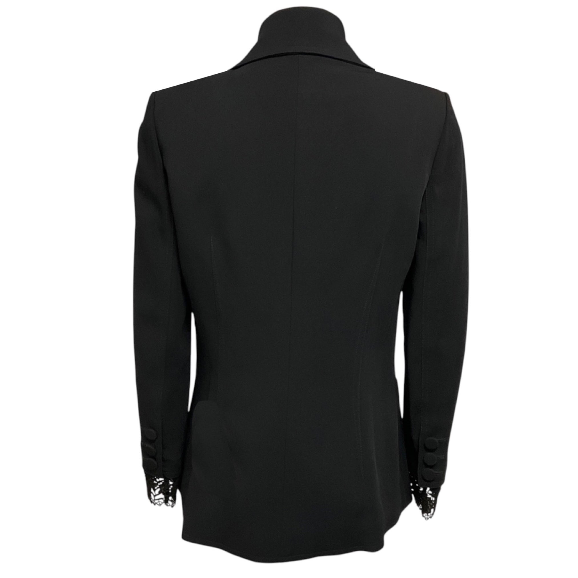 Yigal Azrouel Black Lace Trimmed Two Button Blazer