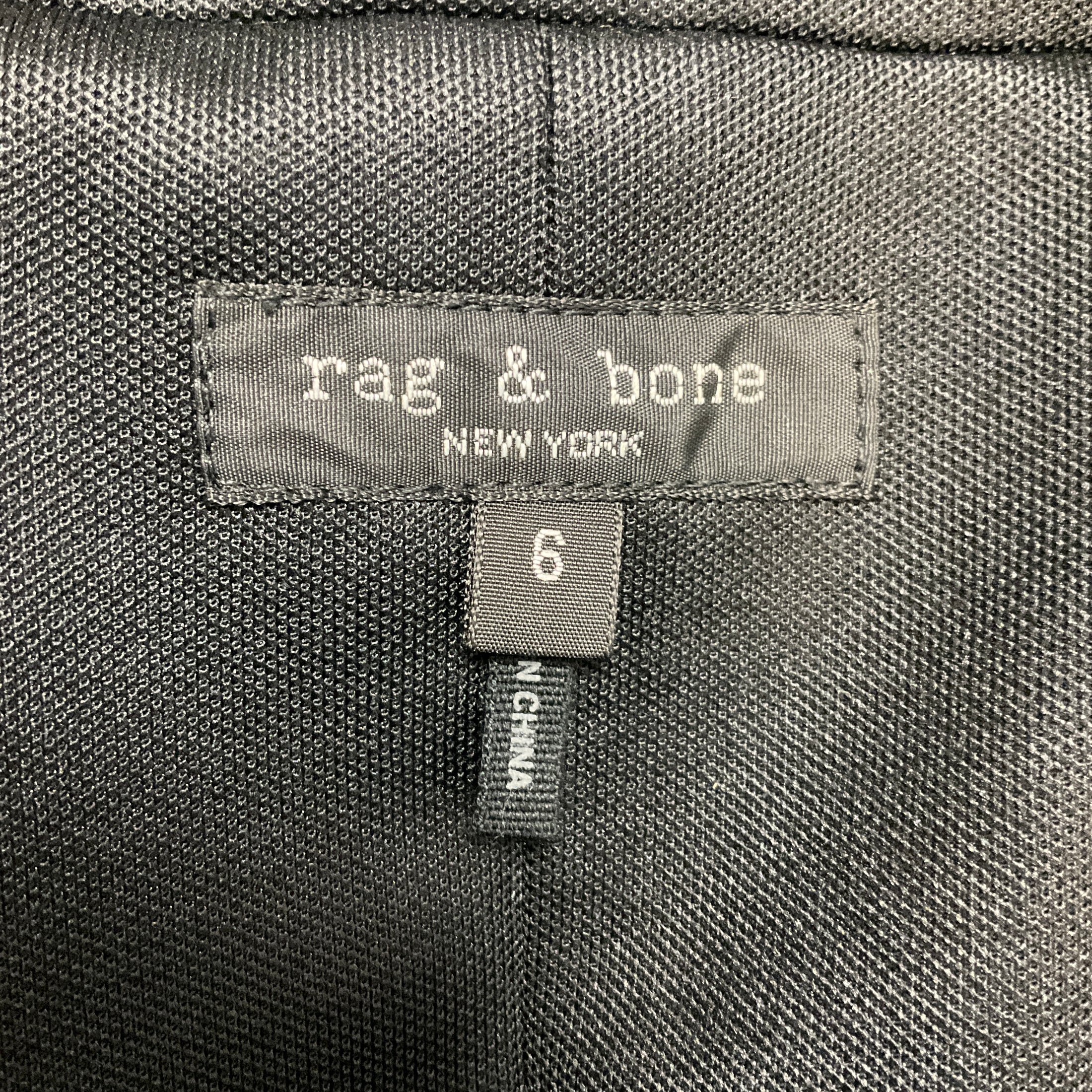 Rag & Bone Black Structured Button Front Three Pocket Jacket