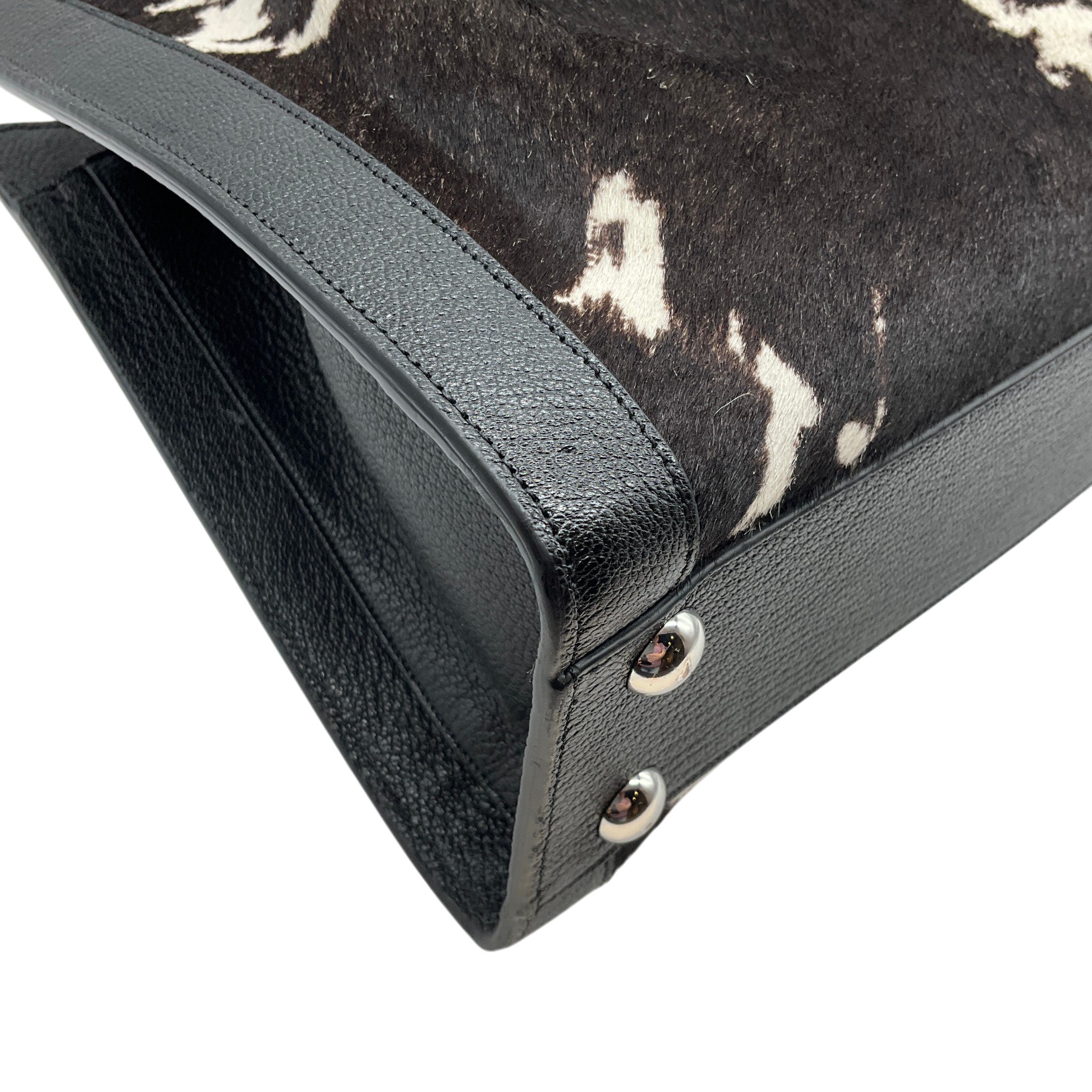 Renaud Pellegrino Black / White Haircalf Satchel