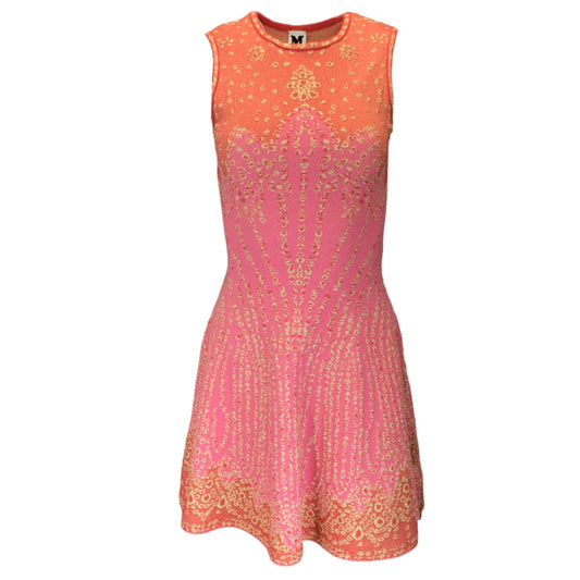 Missoni Red / Pink / Gold Metallic Sleeveless Knit Dress