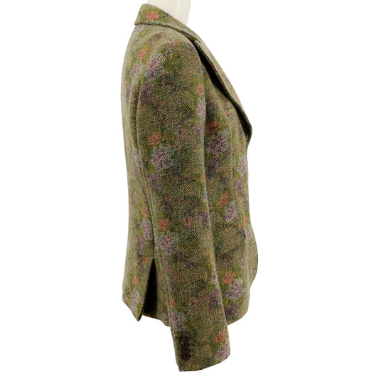 Etro Olive Floral Wool Tweed Jacket
