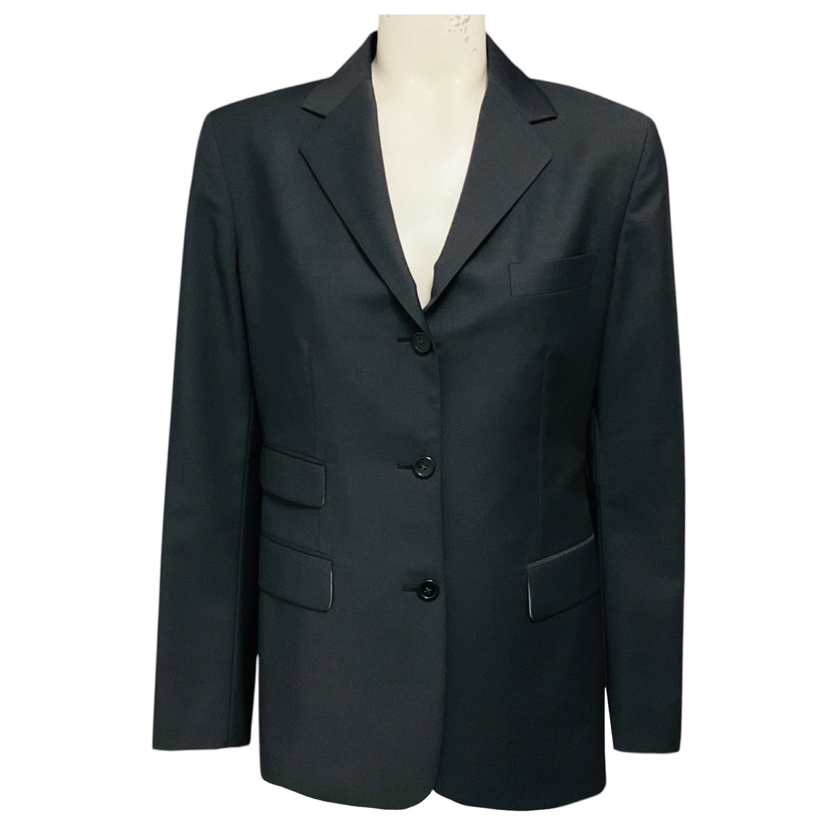 Diane Firsten Charcoal Grey Three Button Wool and Mohair Blazer