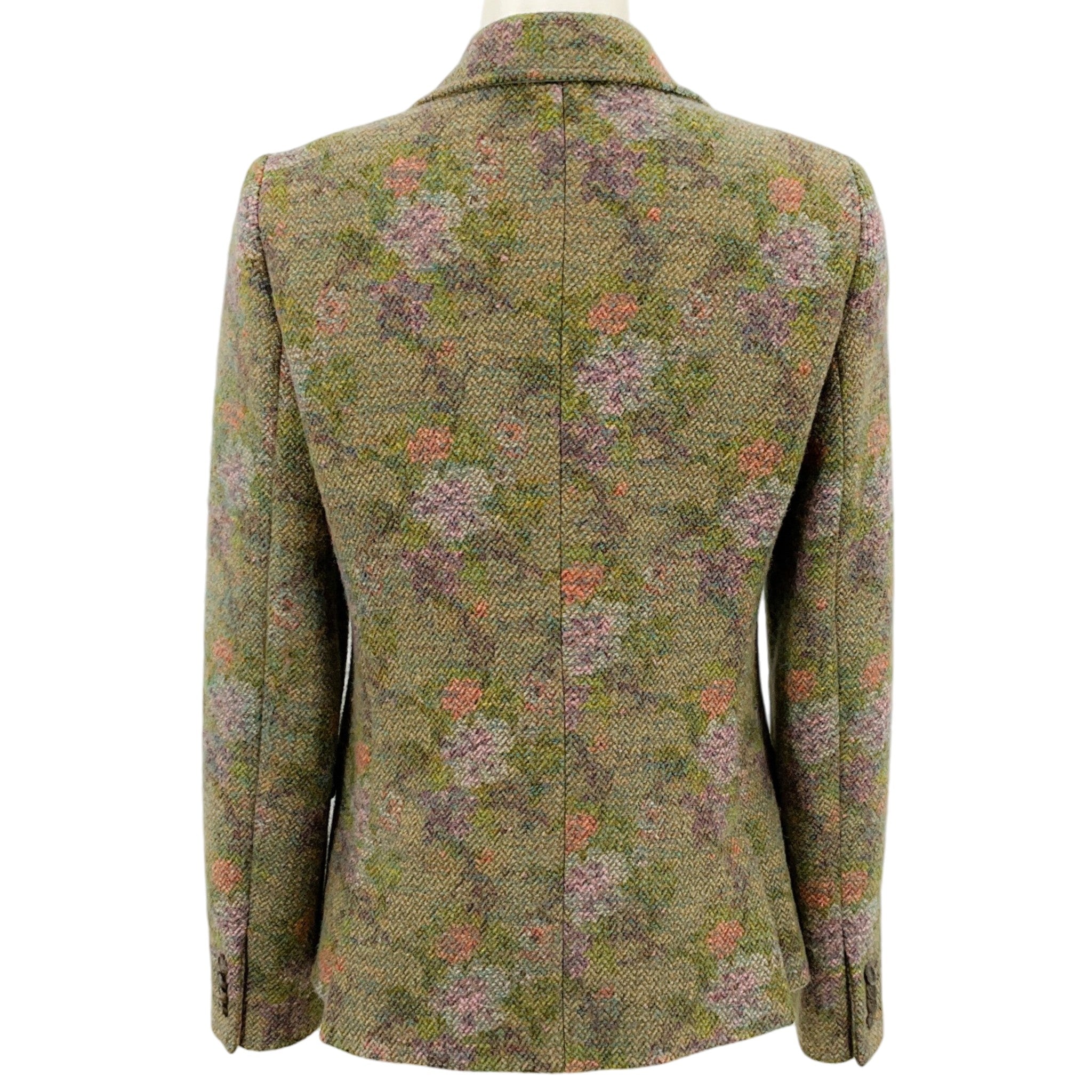 Etro Olive Floral Wool Tweed Jacket