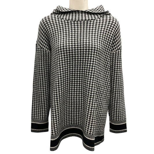 Christian Dior Black / White Hooded Cashmere Knit Houndstooth Sweater