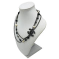 Load image into Gallery viewer, Chanel 2012 Strass CC Logo Pendant Black Beads and Pearls Multi Strand Chain Necklace
