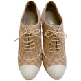 Load image into Gallery viewer, Chanel Beige Plaid Lace Up Oxford Pumps
