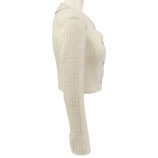 Alexander Wang Ivory Tweed Cropped Jacket with Zippers
