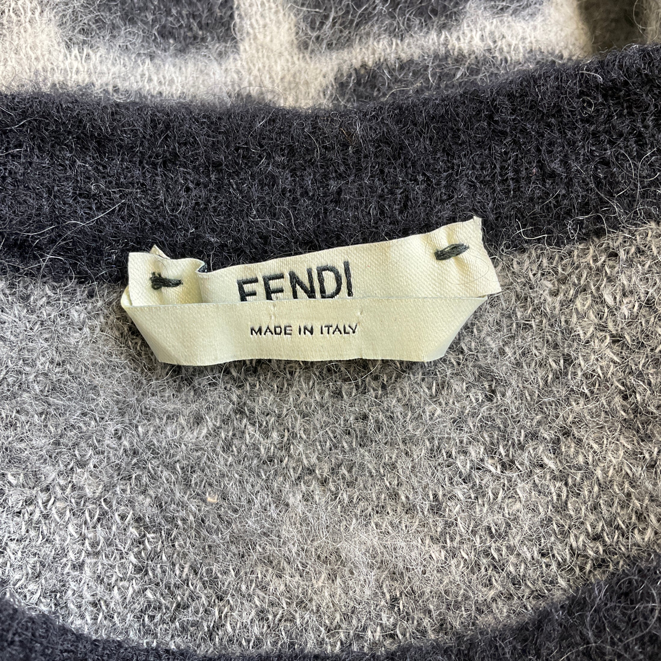 Fendi Grey / Black Angora and Alpaca Knit Sweater