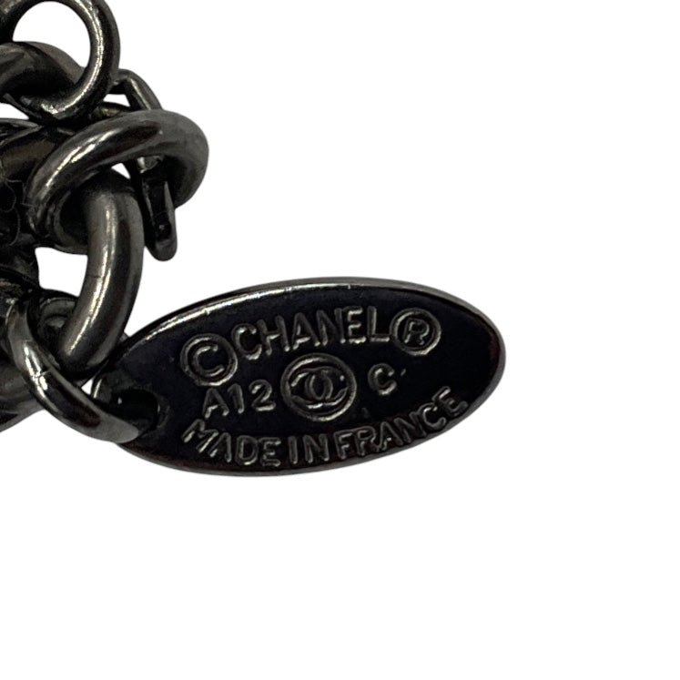 Chanel 2012 Strass CC Logo Pendant Black Beads and Pearls Multi Strand Chain Necklace