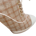 Load image into Gallery viewer, Chanel Beige Plaid Lace Up Oxford Pumps
