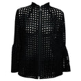 Load image into Gallery viewer, Akris Black Embroidered Wool Lattice Zip Front Jacket
