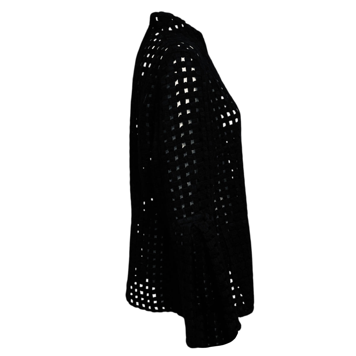 Akris Black Embroidered Wool Lattice Zip Front Jacket