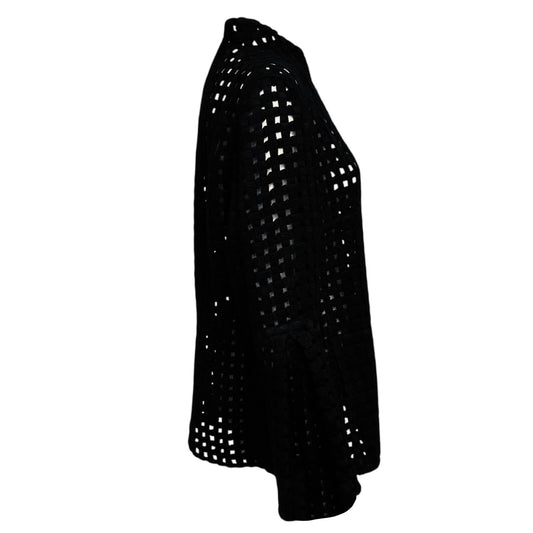 Akris Black Embroidered Wool Lattice Zip Front Jacket