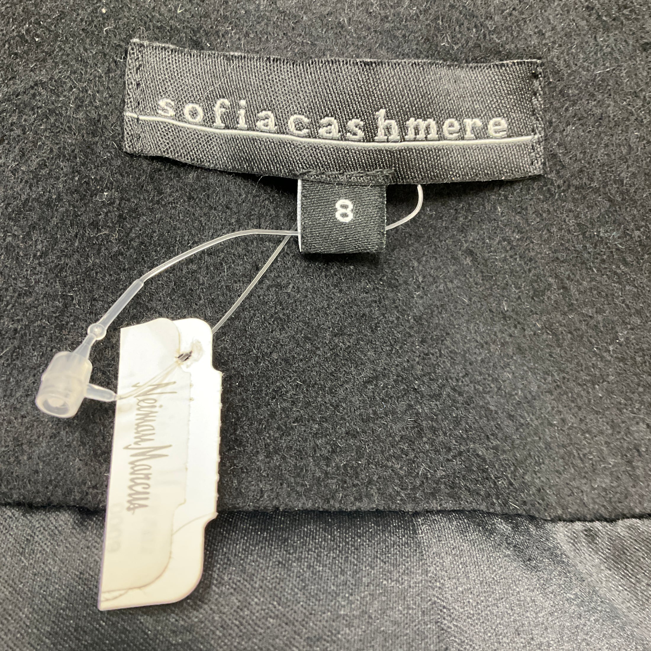 Sofia Cashmere Black Wool and Cashmere Coat with Lamb Shearling Collar