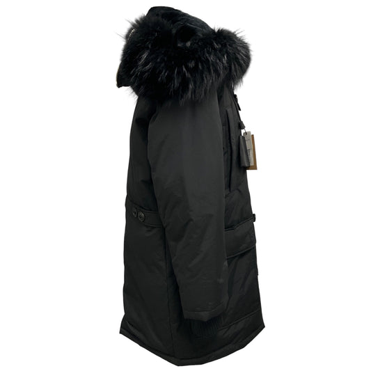 Dsquared2 Black Hooded Parka Coat with Fur