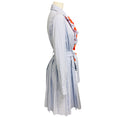 Load image into Gallery viewer, Prada Light Blue / White / Orange Ruffle Detail Striped Midi Shirt Dress with Belt
