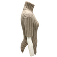 Load image into Gallery viewer, The Row Taupe Short Sleeved Ribbed Knit Cashmere and Mohair Turtleneck Sweater
