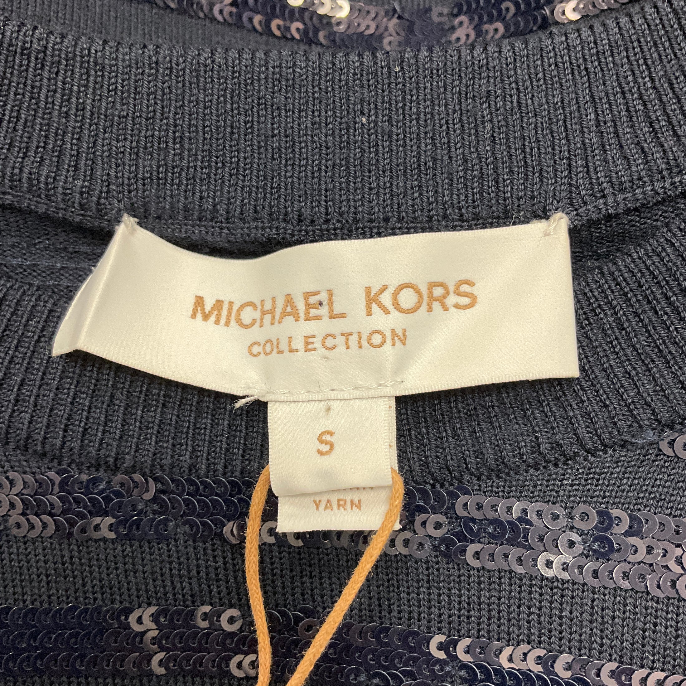 Michael Kors Collection Midnight Striped Sequined Merino Wool Sweater