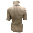 Load image into Gallery viewer, The Row Taupe Short Sleeved Ribbed Knit Cashmere and Mohair Turtleneck Sweater
