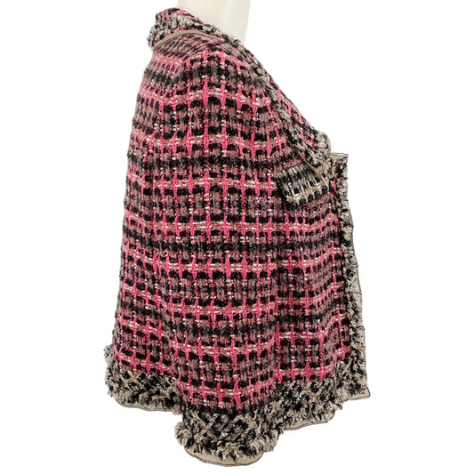 Oscar de la Renta Pink Tweed Cropped Jacket