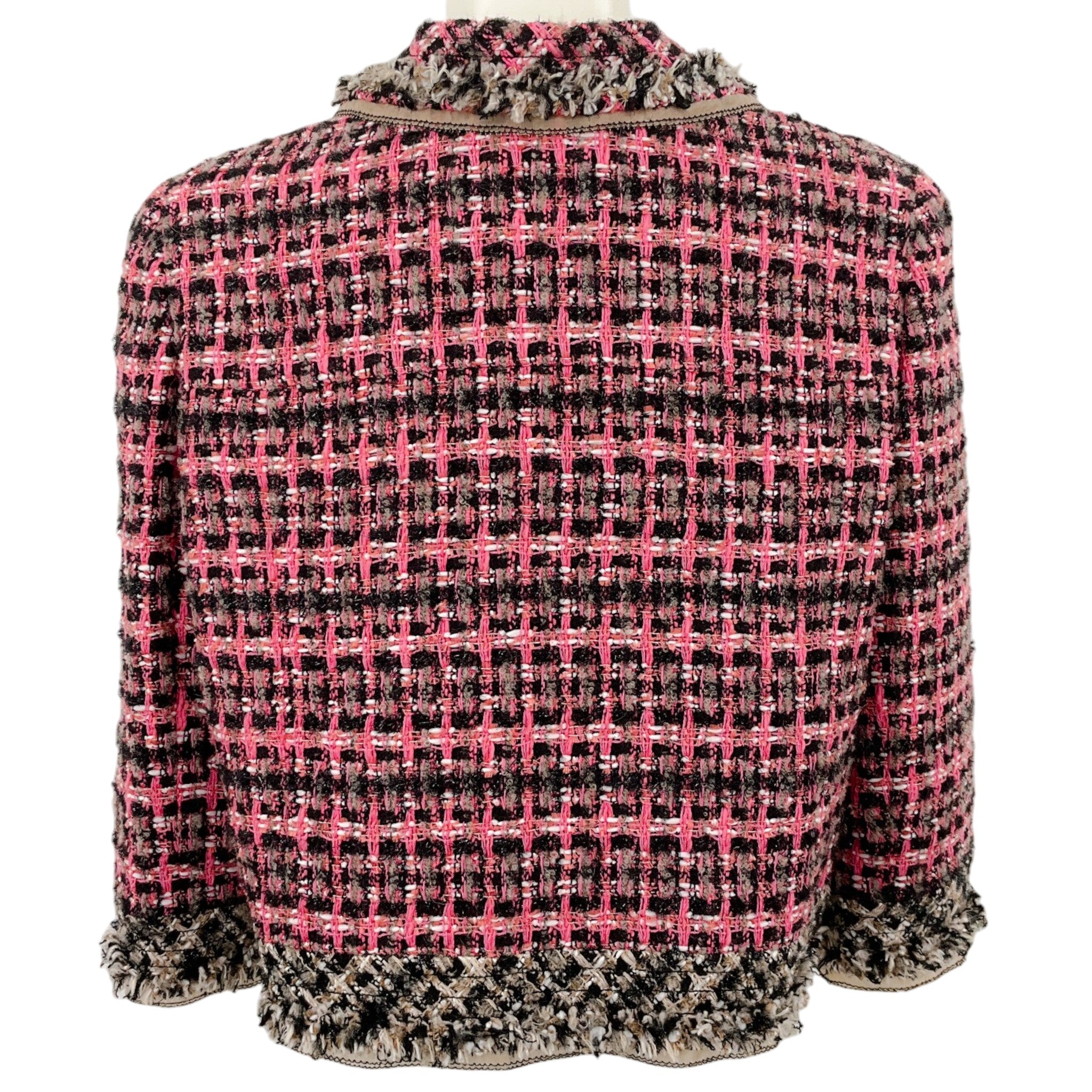 Oscar de la Renta Pink Tweed Cropped Jacket