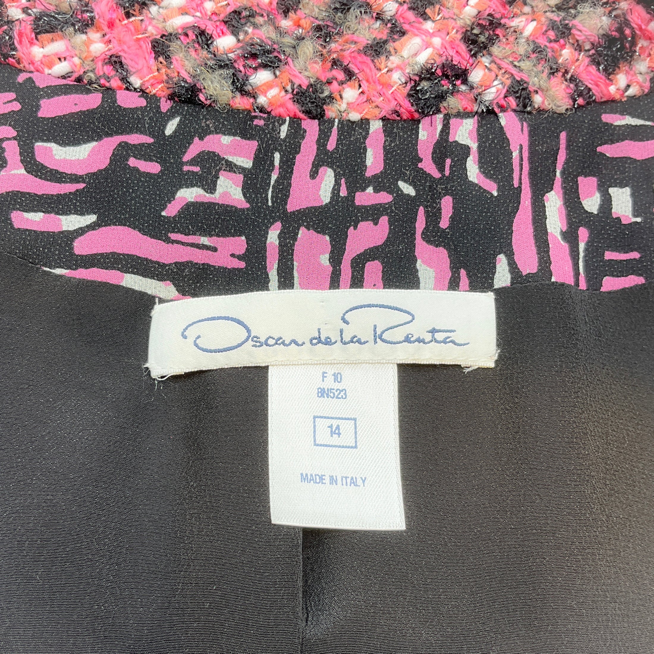 Oscar de la Renta Pink Tweed Cropped Jacket