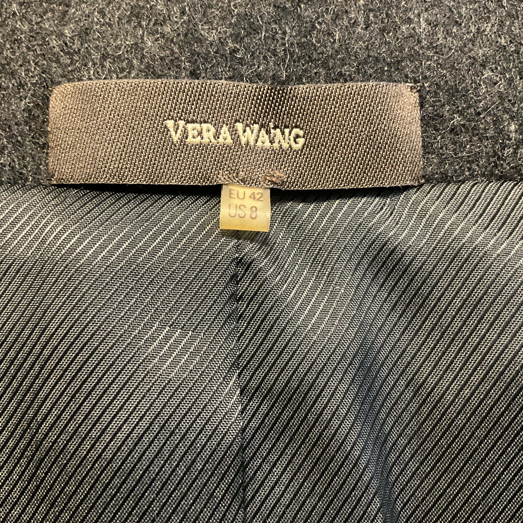 Vera Wang Charcoal Grey Sequin Embellished Short Sleeved Wool Jacket