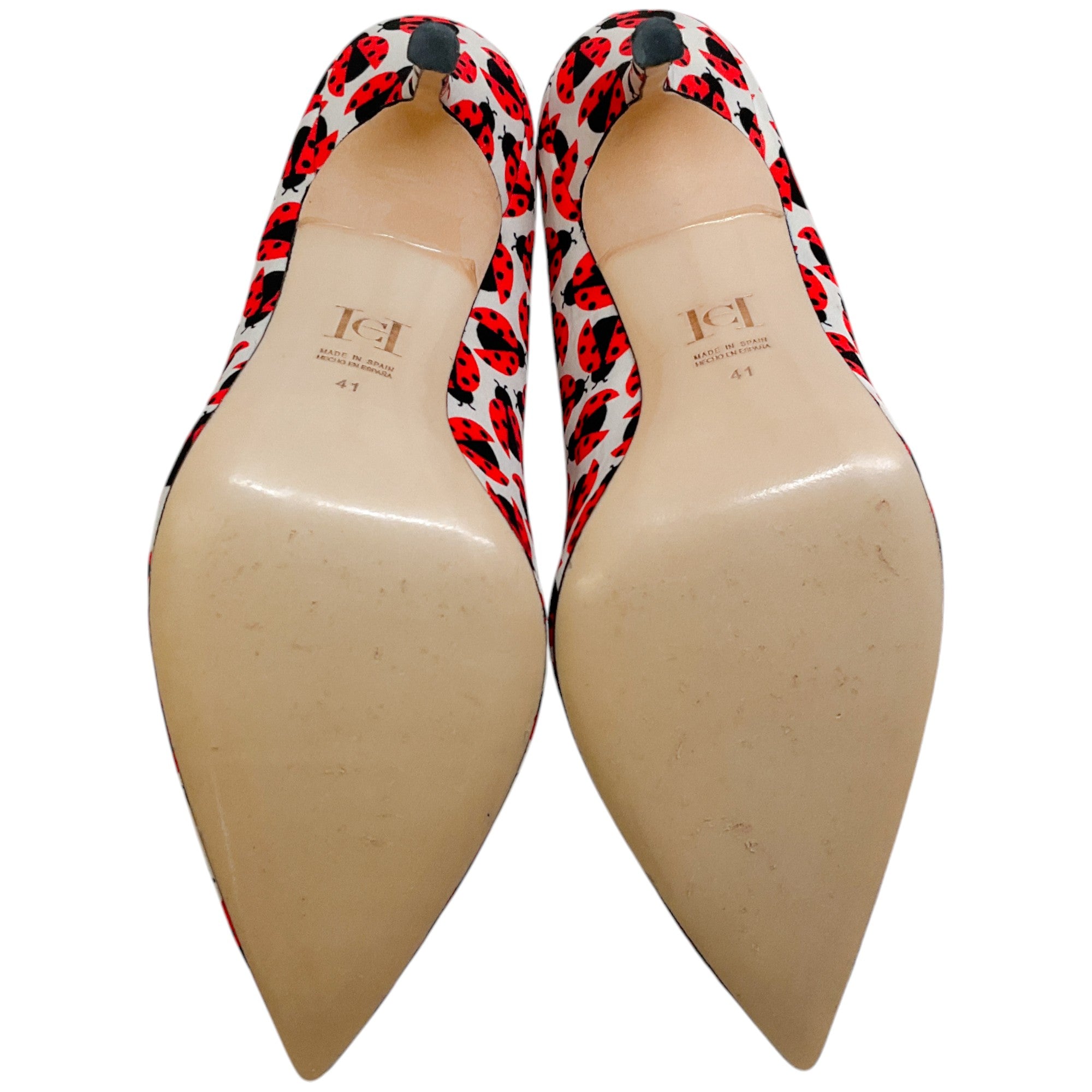 Carolina Herrera White / Red Lady Bug Pumps