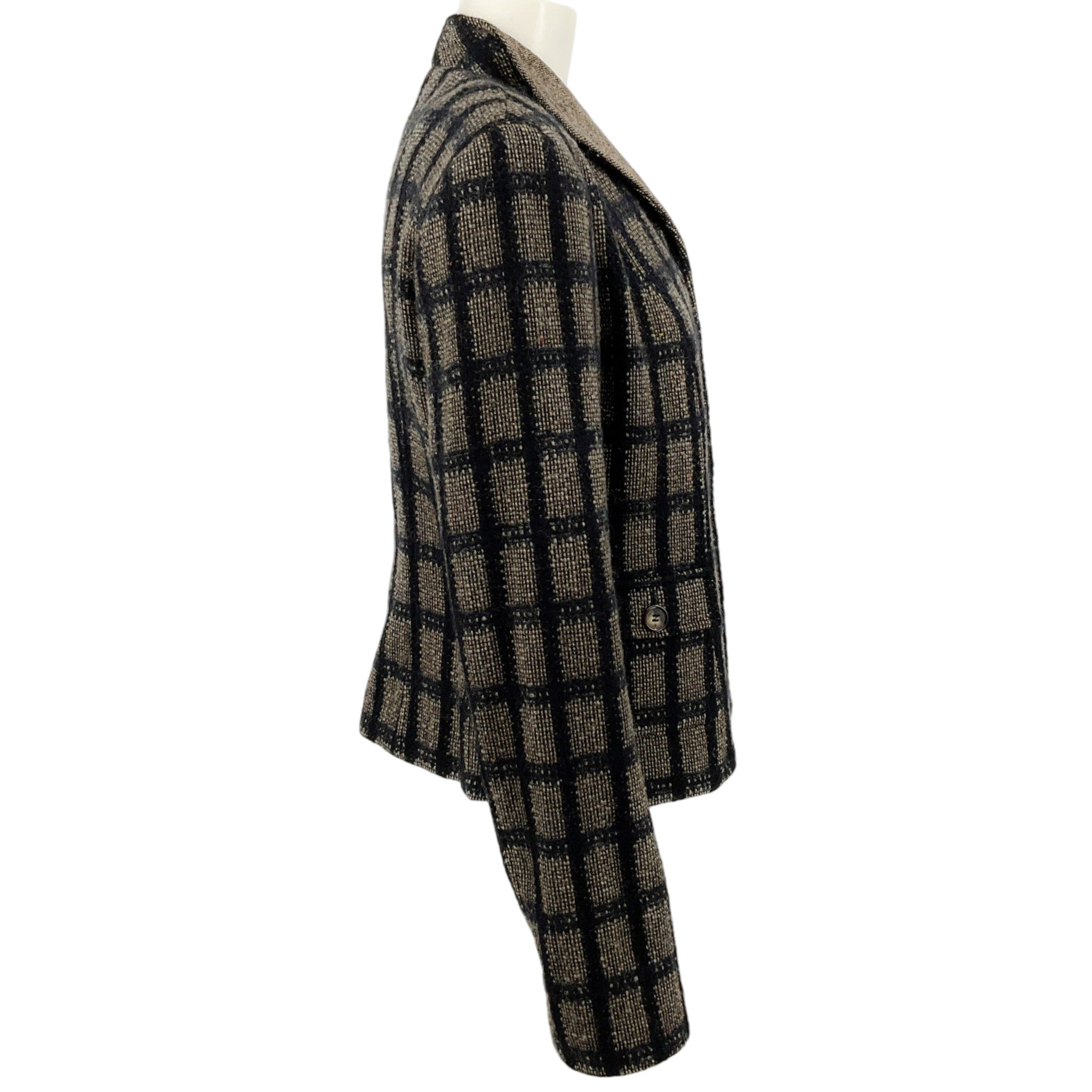 Etro Black / Beige Wool Windowpane Check Jacket