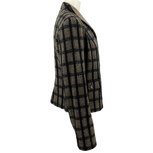 Etro Black / Beige Wool Windowpane Check Jacket