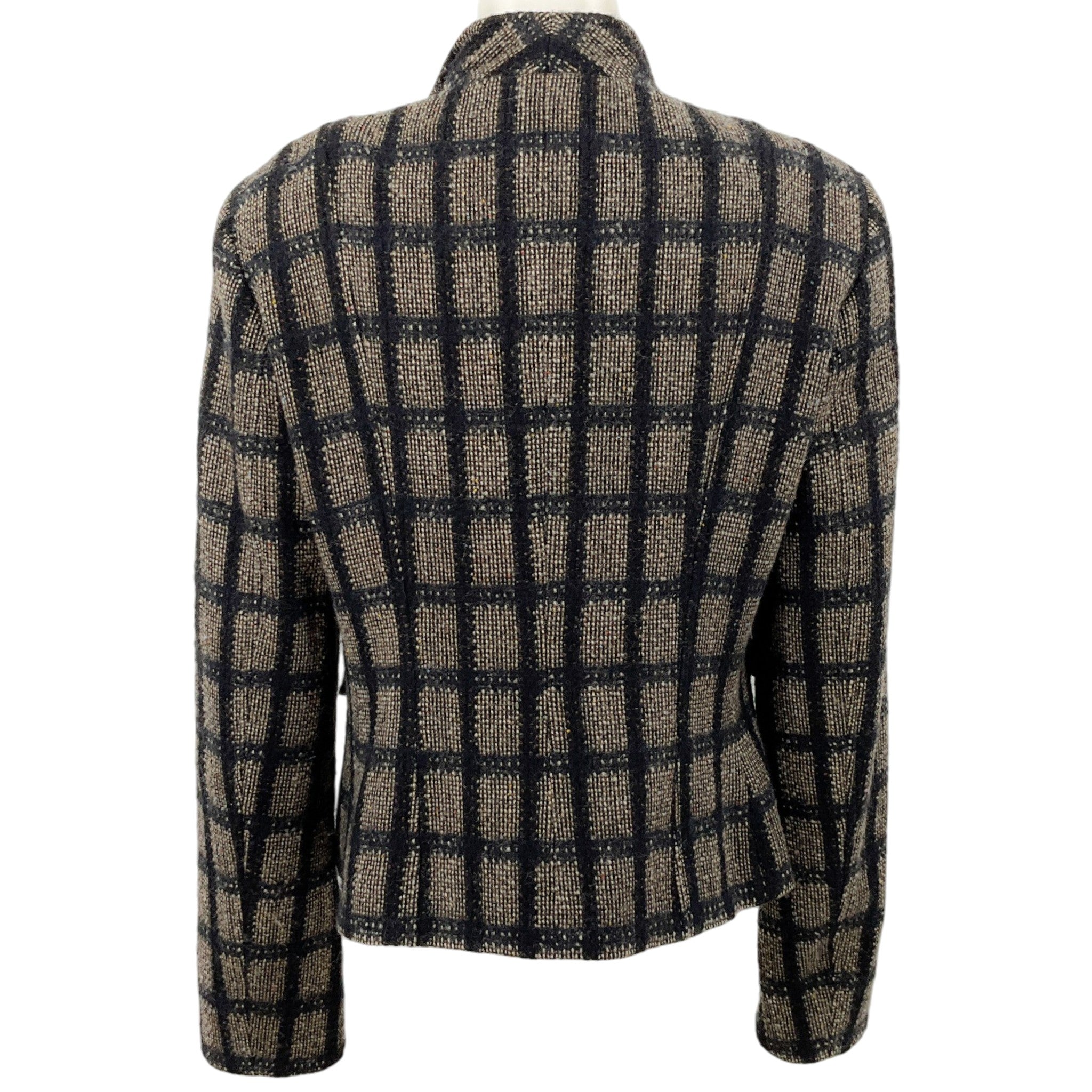 Etro Black / Beige Wool Windowpane Check Jacket