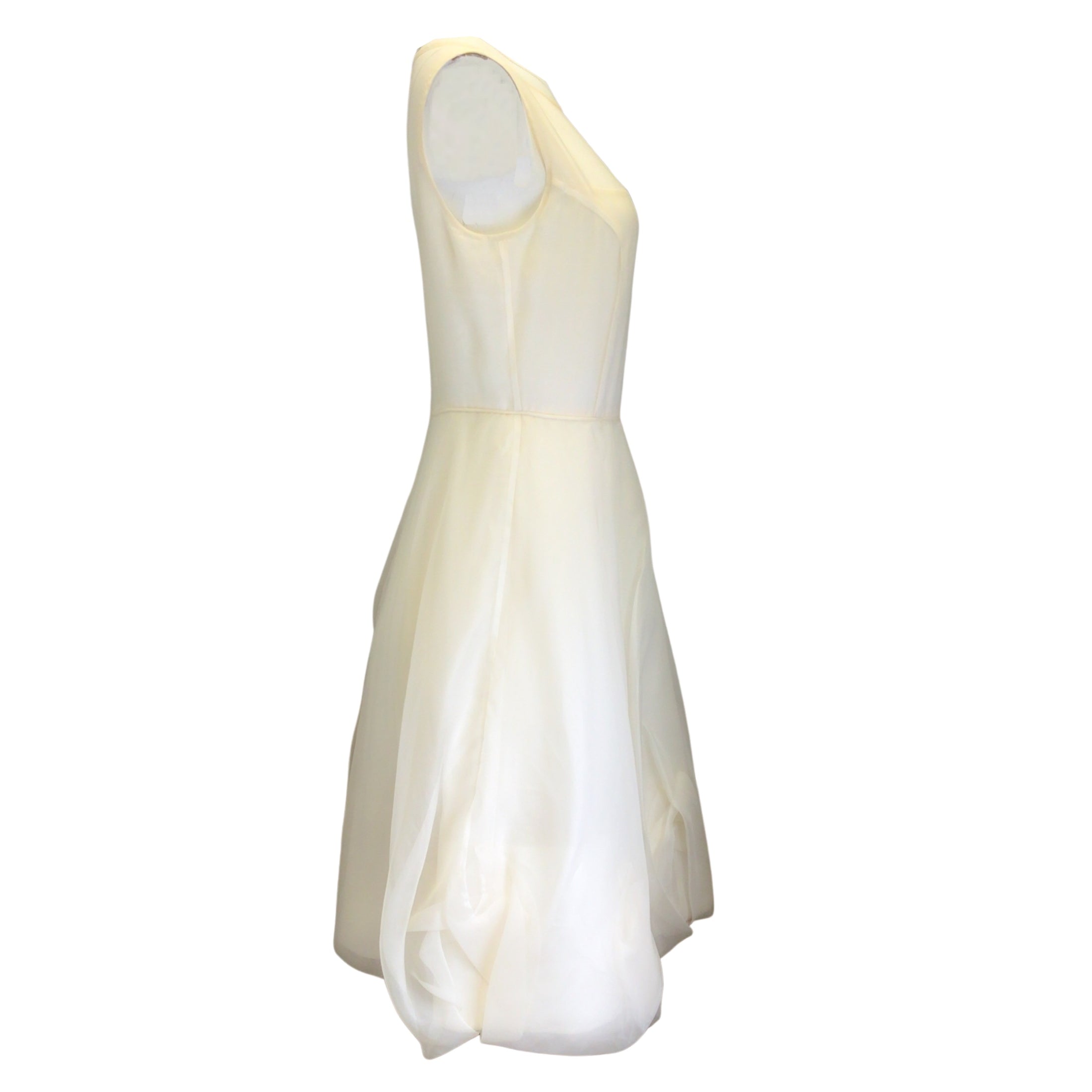 Morgane Le Fay Ivory Sleeveless Bubble Hem Silk Dress