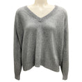 Load image into Gallery viewer, Celine Grey Long Sleeved V-Neck Cashmere Knit Pullover Sweater
