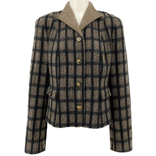Etro Black / Beige Wool Windowpane Check Jacket
