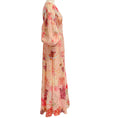 Load image into Gallery viewer, Camilla Pink Multi Linen Blossoms and Brushstrokes Maxi Dress
