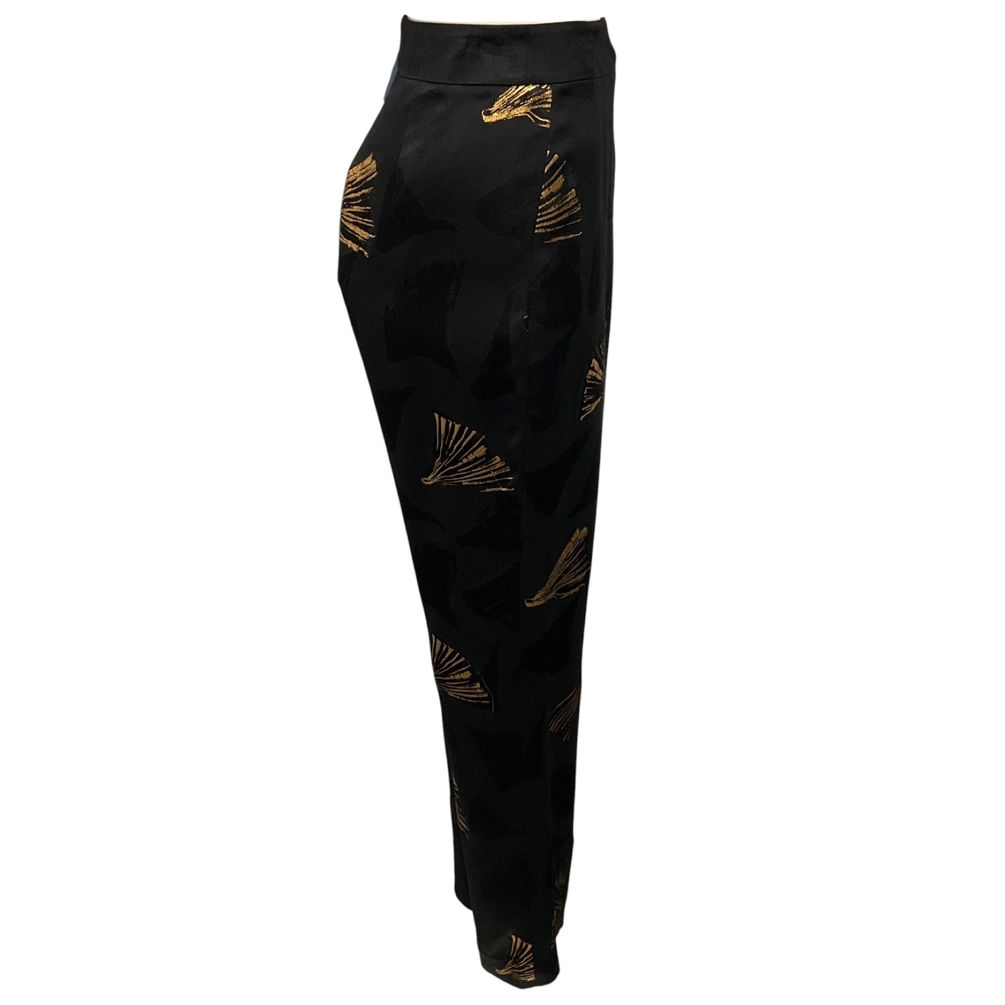 Lafayette 148 New York Black / Gold Metallic Printed Barrow Pant