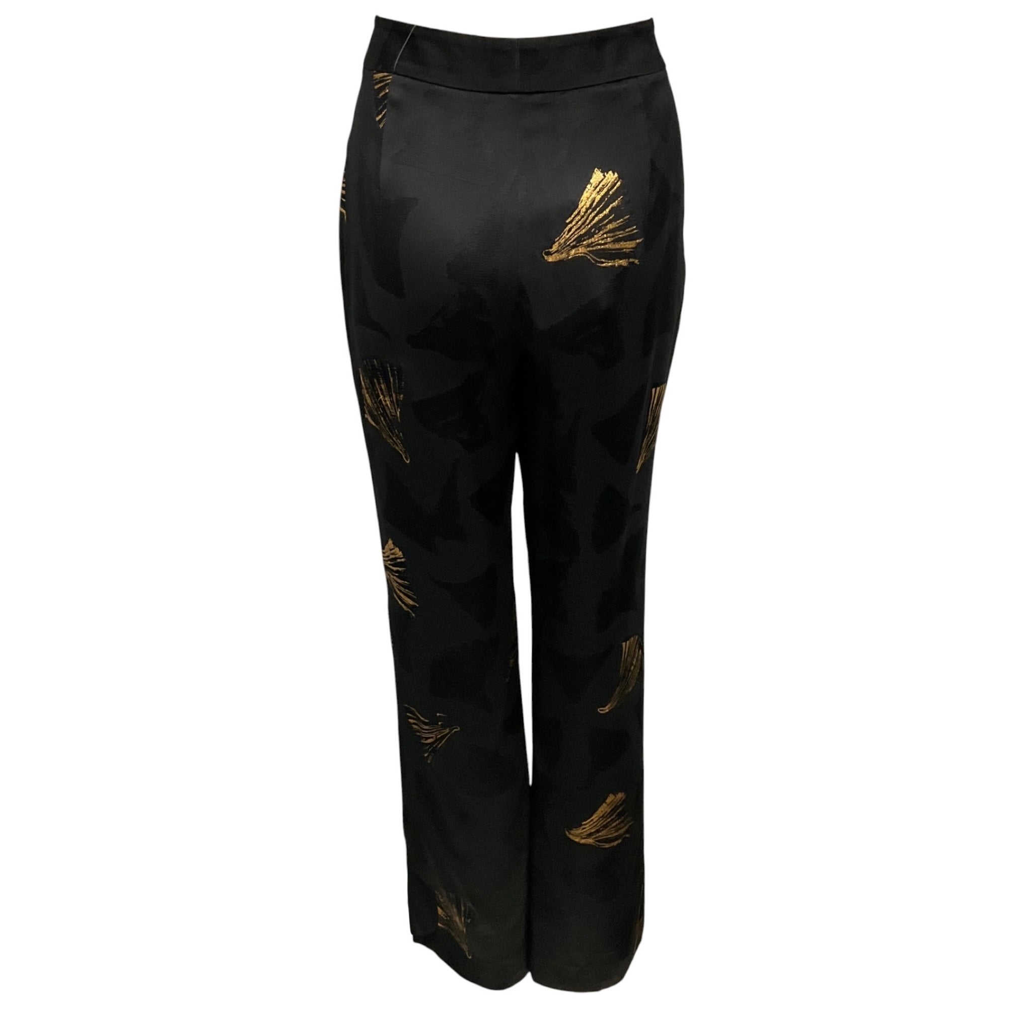 Lafayette 148 New York Black / Gold Metallic Printed Barrow Pant