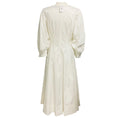 Load image into Gallery viewer, Oscar de la Renta White Pearl Embellished Puff Sleeved Cotton Midi Dress with Slip

