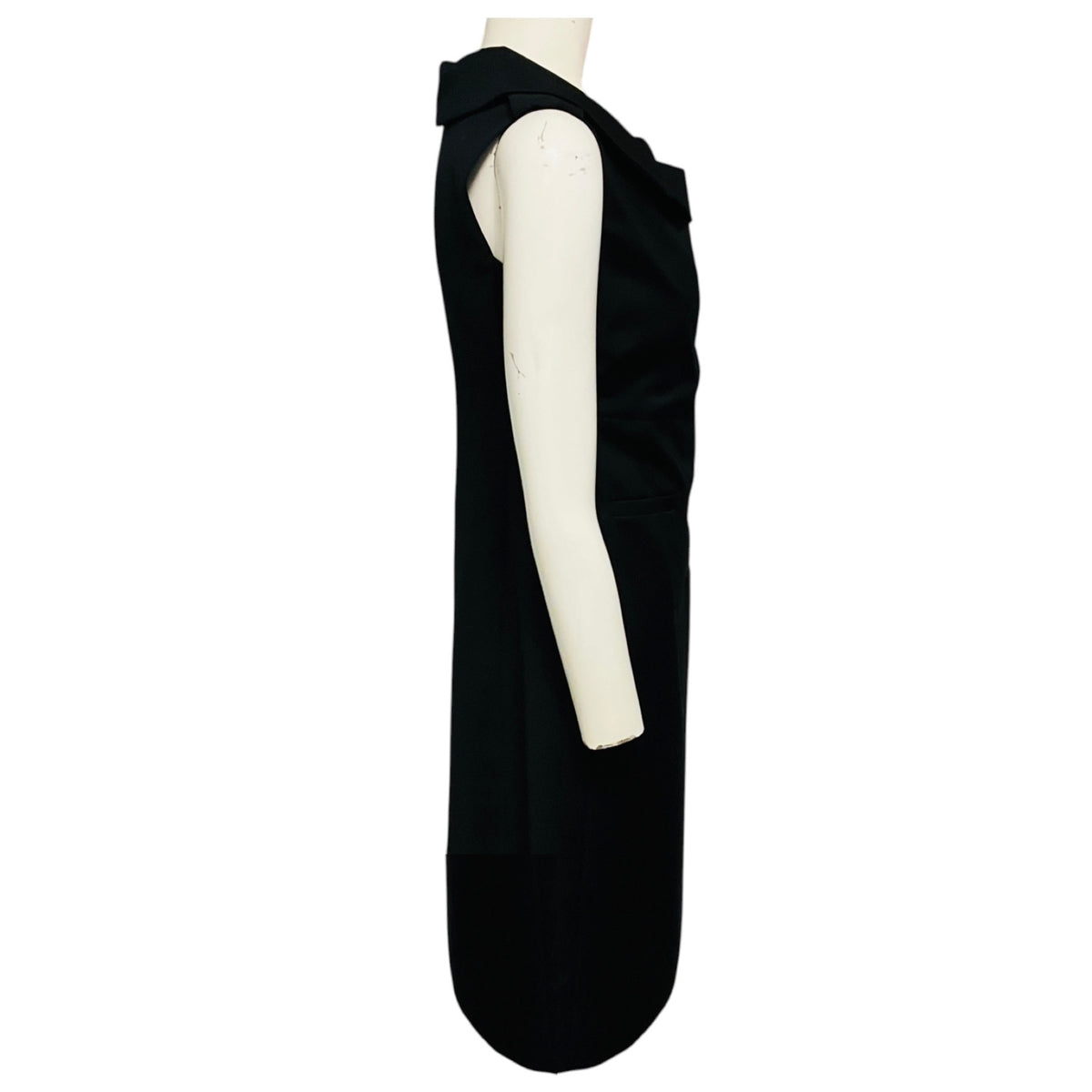 Calvin Klein Collection Black Button Front Wool Midi Dress