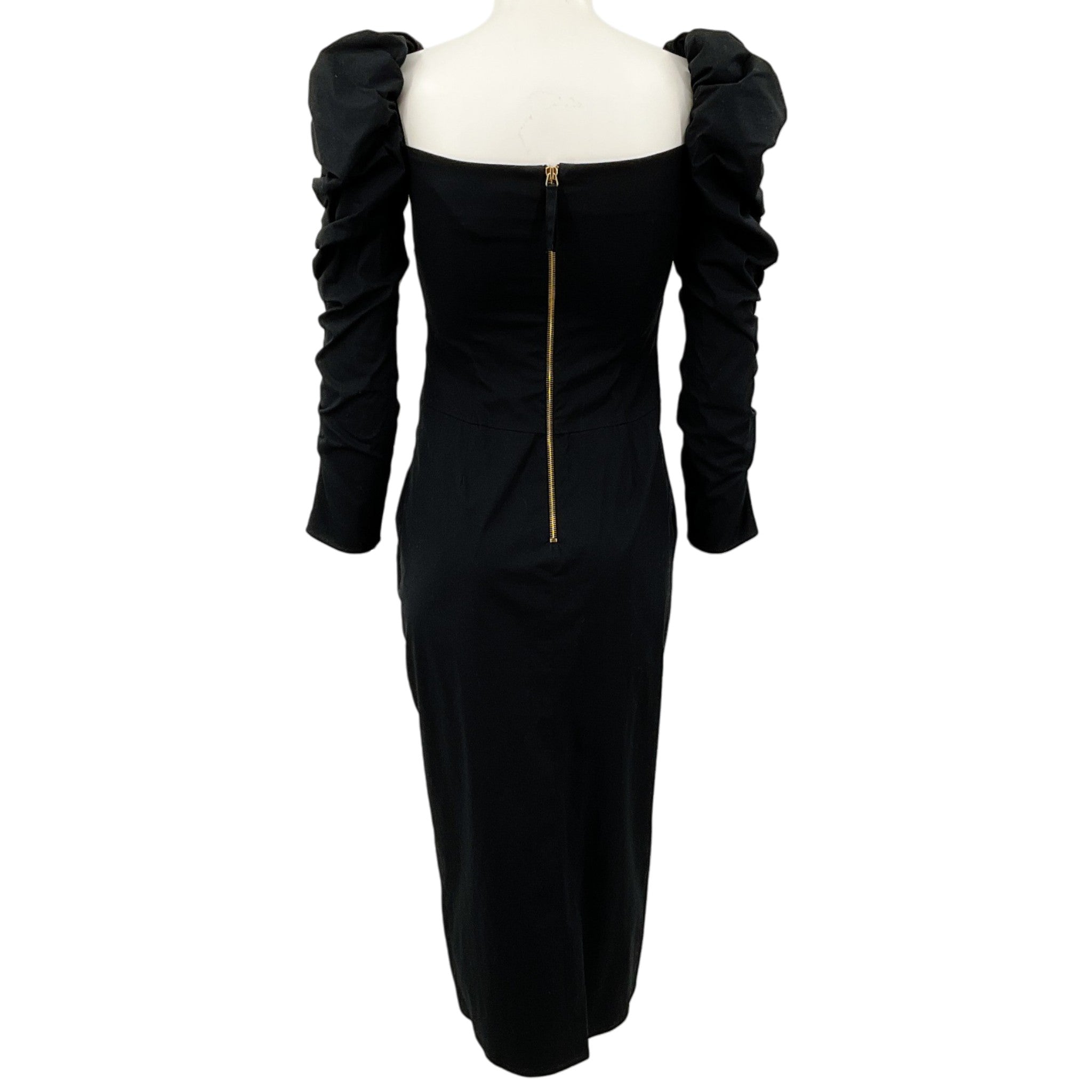 Carolina Herrera Black Cotton Ruched Long Sleeve Dress